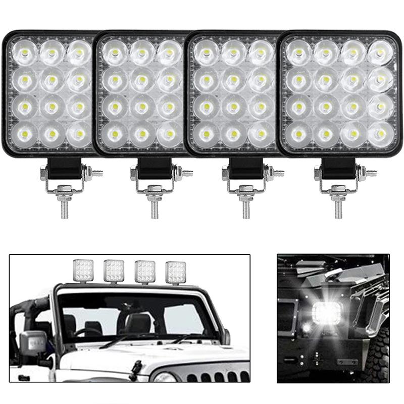 Product Introduction of Thanh đèn led làm việc, Chống thấm nước, Đèn pha vuông, 48W, 12V-24V, Thích hợp cho xe tải, Đèn lái xe ban đêm đường địa hình 17