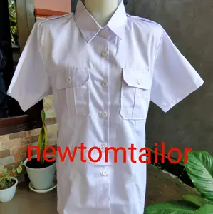 SERAGAM PUTIH CEWEK LENGAN PENDEK Krah berdiri.PDH PUTIH.BAJU PUTIH.BAJU ASN.DINAS