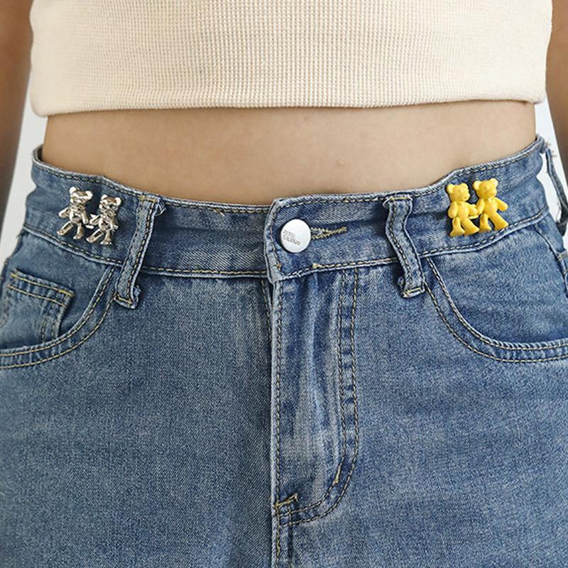Product Introduction of 1Pair Nail-free Jeans Bear Waist Buckle Removable Closing Artifact Invisible Snap Button Tightening Waistband Button Adjustable 14