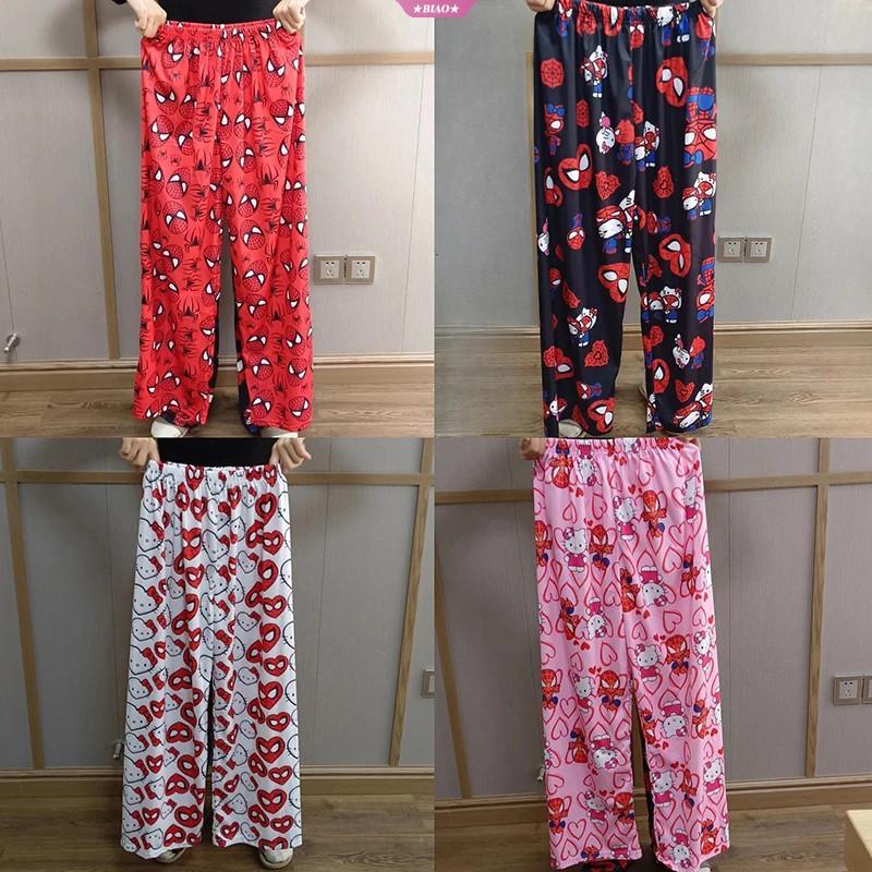 Quần Dài Ngủ Hoạt Hình, Hello Kitty Và Người Nhện, Dáng Rộng Vừa Vặn, Làm Bằng Bông, Thích Hợp Cho Phụ Nữ Và Nam Giới, Quần Dài Ngủ, Đồ Mặc Nhà, Thích Hợp Cho Bé Gái, Đồ Ngủ Áo Baggy 3