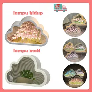 Lampu Cermin Tulip Bentuk Awan DIY Bunga Tulip Lampu Tulip hadiah ulang tahun pacar