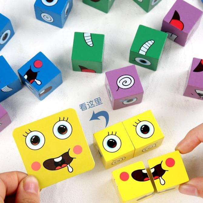 Mainan Face Change Rubik Cube Puzzle + Bell / Mainan Susun Ekspresi Muka / Kubus Wajah New Edukasi Toys Dewasa / Anak Anak-Anak