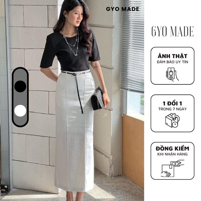 Chân Váy Kaki Dáng Dài Công Sở Gyo Made Màu Trắng Đen - GV019