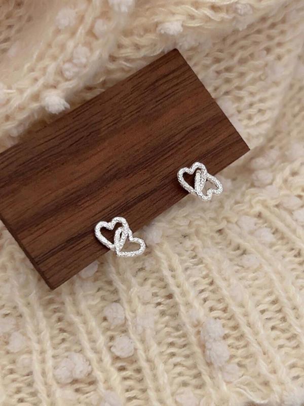 Heart Design Stud Earrings, Fashionable Textured Earrings for Women for Party, Daily Clothing Decor, Trendy All-match & Exquisite Jewelry for Birthday Gift 4