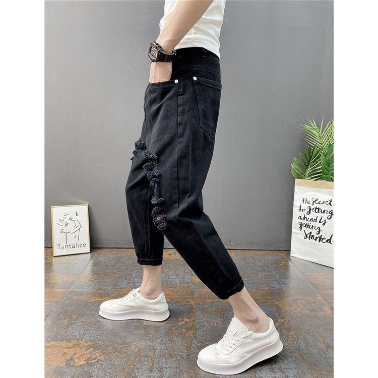 Quần Bò Mỏng Rách Lớn, Dành Cho Nam Giới, Phong Cách Hàn Quốc, Hợp Xu hướng, Hợp Xu hướng, Quần Cropped Xén, Quần Jogger Harem, TF_store2023 Hàng Mới Về Menswear Pants Có Túi 7