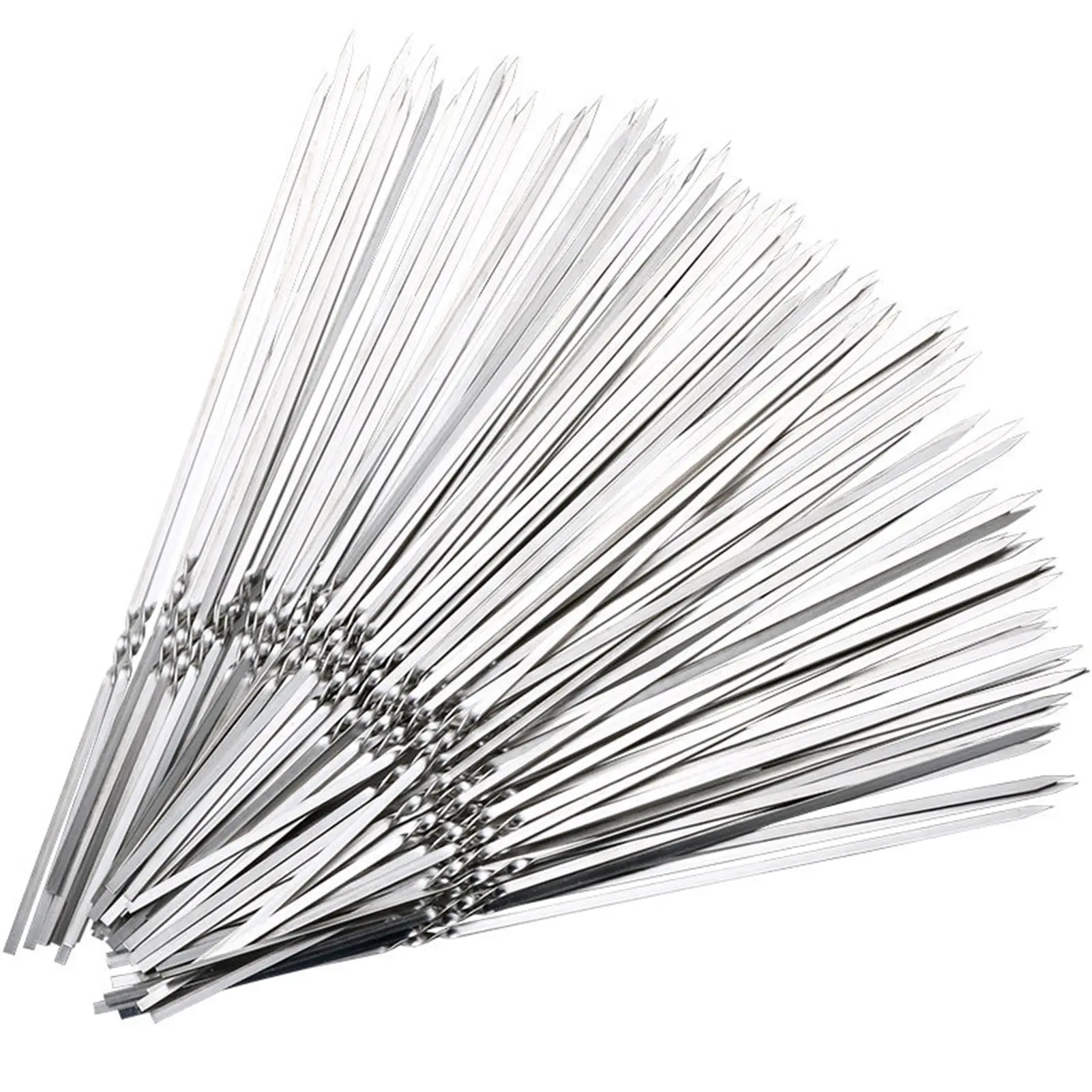 10/15/20pcs Bbq Utensils Steel Barbecue Sign Lamb Skewers Iron Sign Roasting Needle Flat Roasted Skewers Meat Brazier Tools