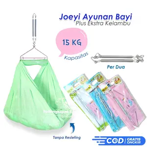 Joeyi Ayunan Bayi Gantung Per 2 Dengan Kelambu Biru Pink & Hijau