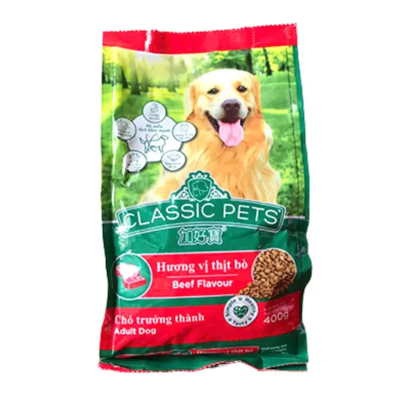 [COMBO 9 GÓI] Thức ăn dạng hạt cứng Classic pets Adult vị thịt bò 400g cho chó trưởng thành 3