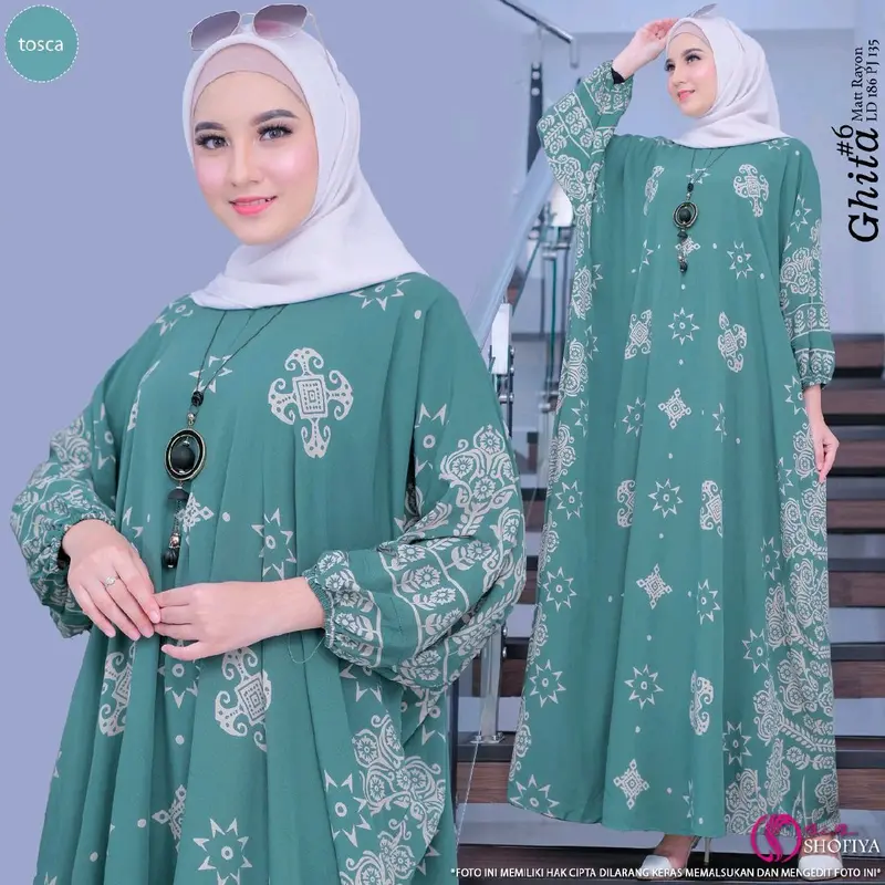 DASTER KAFTAN GHITA #6 JUMBO LD 170  PAKAIAN MUSLIM KEKINIAN Rayon 4
