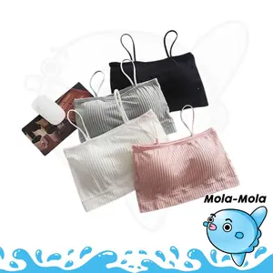 MOLAMOLA BRA358 Pakaian Dalam Atasan Wanita Bra Busa Bra Polos Katun Alat Push Up bh crop seamless renda Top Kemben  Y1042