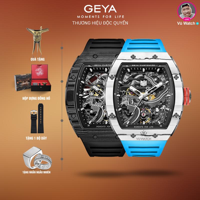 Đồng hồ cơ nam GEYA G78133 [1260] Tặng 1 bộ dây, hộp đựng, 1 ly rượu, 1 lần thay kính miễn phí & 1 chiếc nhẫn ngẫu nhiên