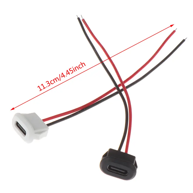 USB-C JenisC Soket Kalis Air, 2Pin, Mampatan Terus, Pangkalan Perempuan, Antara Muka Pengecasan, dengan Wayar Kimpalan, Sesuai untuk USB, USB-C, USB-C,