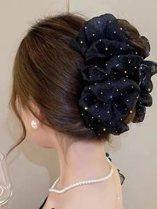 ラインストーンの弓の雲の泡のガーゼの星空の泡のヘアクリップの1部分、女性および女の子のために適した大きいサテンの弓の優雅なヘアクリップ、シフォンの泡のスタイリングの付属品は毛をより美しく、すべての機会および毎日の方法のために適したようにします