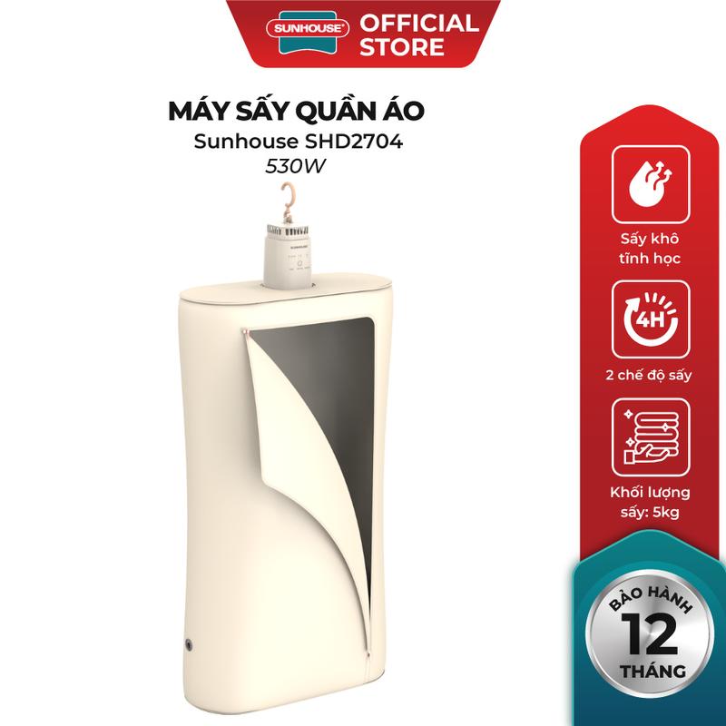 Máy sấy quần áo mini Sunhouse SHD2704 - Chế độ diệt khuẩn OZON - Thiết kế gấp gọn tiện dụng - Bảo hành 12 tháng