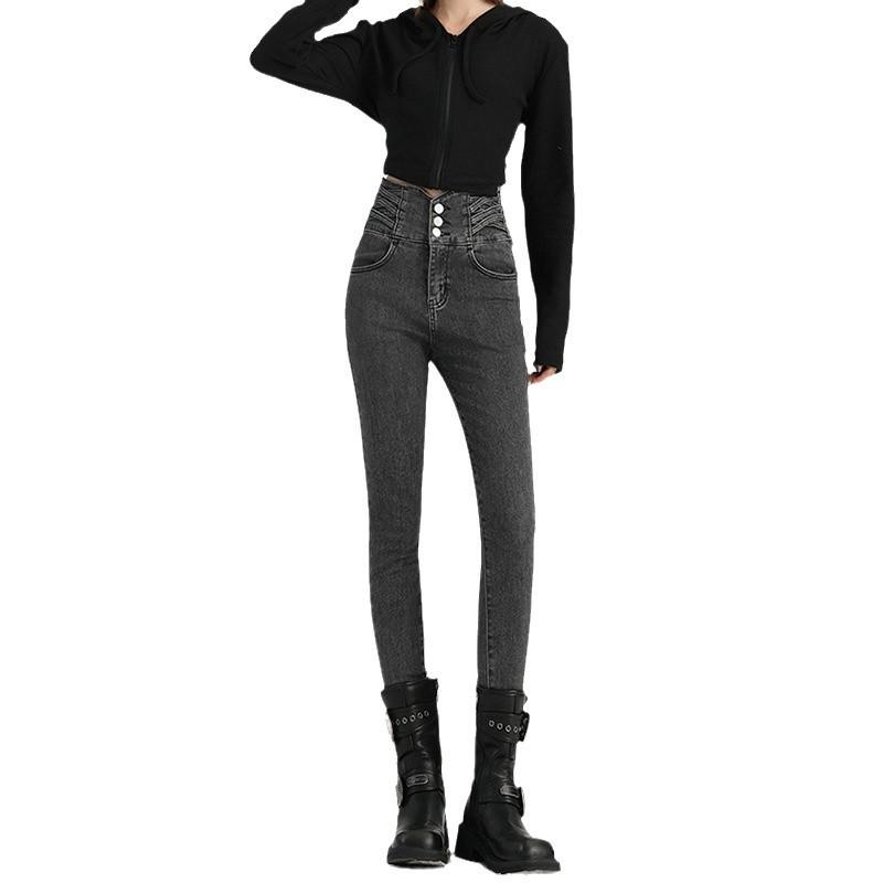 Product Introduction of 880 Versatile Classic Style High Waist Cropped Jeans Womens Autumn and Winter New Tight Skinny Slim Looking Pencil Pants Fashion 35