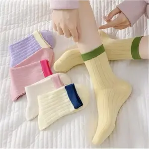 LO Kaos Kaki Panjang Motif Import Murah Motif Pink Polos Wanita Diatas Mata Kaki Office Sport KK-15