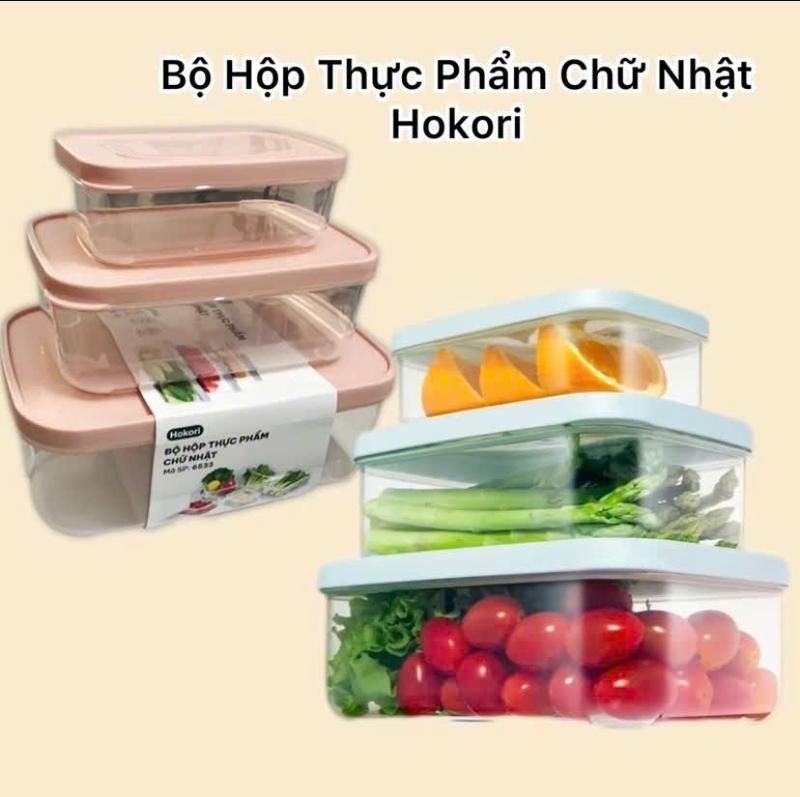 Bộ 6-9-12 Hộp Nhựa Hokori Đựng Thực Phẩm Trong Tủ Lạnh, Sử Dụng Được Trong Lò Vi Sóng