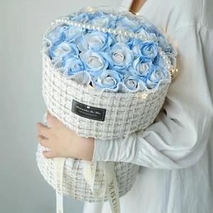 人工ローズブーケ、持ち手付き造花ローズブーケ、ホームパーティーや結婚式、記念日、誕生日用装飾花ブーケ、ホームデコレーション用