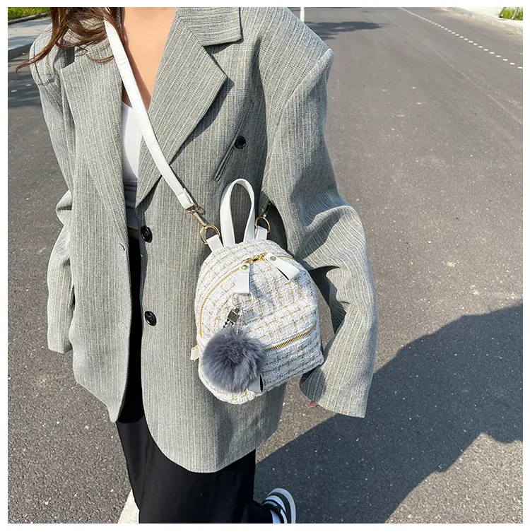 Ba Lô Nữ EMMAYCLSET Vải Dạ Kim Tuyến Đeo Được Chéo EM128 Đeo Vai Da Backpack mcm  balo 4
