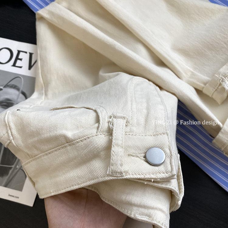 Product Introduction of Quần Jean Harem, Màu Trắng Kem, Dành Cho Nữ, Dáng Suông Rộng Vừa Vặn, Cạp Cao, Bó Sát, Màu Mơ, Phong Cách Daddy, Quần Ống Côn, Hàng Mới Về Mùa Thu 2024， Women， Pants 13
