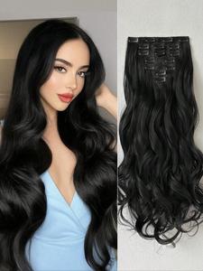 Extensiones de cabello largo y recto para mujer, 16 clips de 22 pulgadas de fibra sintética, apariencia natural y suave, fácil de usar diariamente y para ocasiones especiales