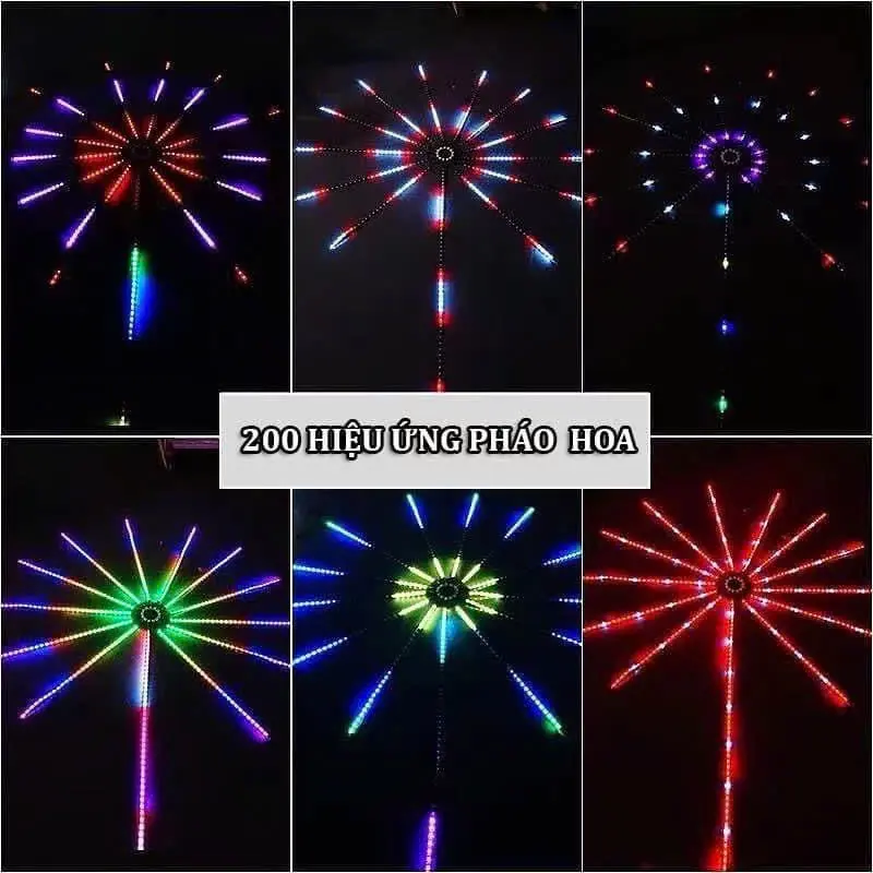 Dây Đèn LED Pháo Hoa 16 Màu Cảm Biến Theo Nhạc , Có Điều Khiển + APP Trên Điện Thoại trang trí tết 2025 6