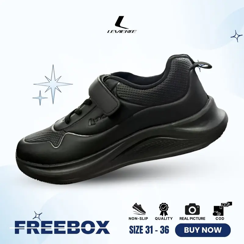 LVR Ricky FREE BOX SIZE 31-36 Sepatu Sneakers Anak Sepatu Sekolah Anak Sepatu Hitam Anak LV0686 0