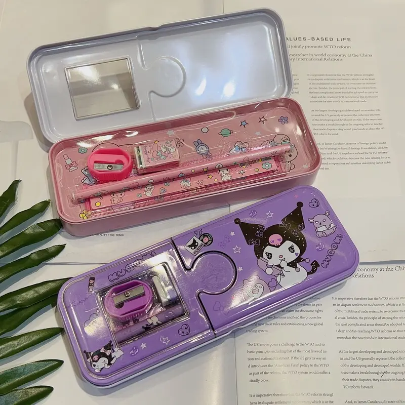 AUN Kotak Pensil Model Besi Motif Sanrio / KOTAK PENSIL BESI ANAK SET MOTIF SANRIO LUCU 2 TINGKAT Rautan 3