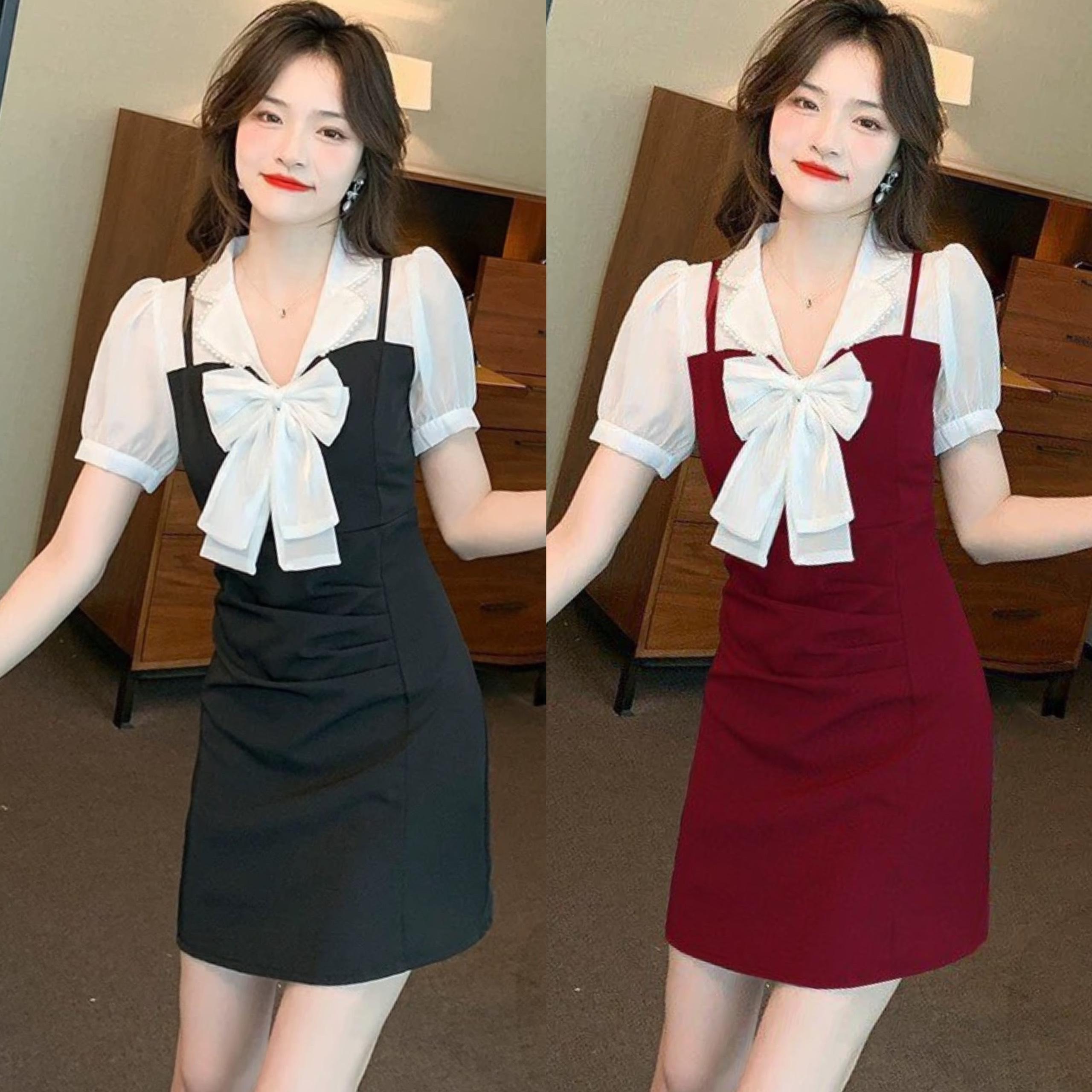 Thời Trang Bigsize Váy Dự Tiệc Cao Cấp Thanh lịch 50 - 100Kg Nữ Cotton Dress Đen Women - A.1111
