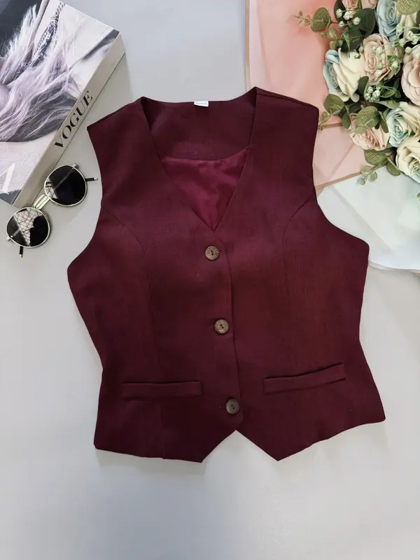 Set thiết kế váy áo Amelia Đỏ Đô- áo croptop gile và chân váy dáng dài sang chảnh, thời thượng Nữ Women Kem Kaki vay 7