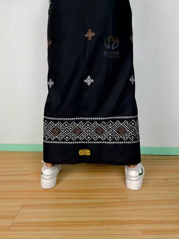 sarung bordir wadimor motif Arabic bordir dewasa Katun Lembut pintu aceh Muslim Pria Hitam Navy songket timbul putih santri 4
