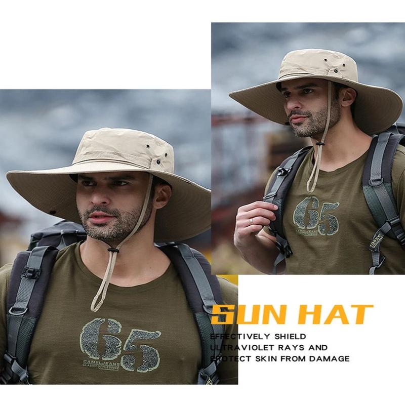 Product Introduction of Beach Hats Large Brim Summer Bucket Hat Wide Brim Two Version Outdoor Fishing Hats Terylene Anti UV Breathable Anti UV Bucket Cap Male 10