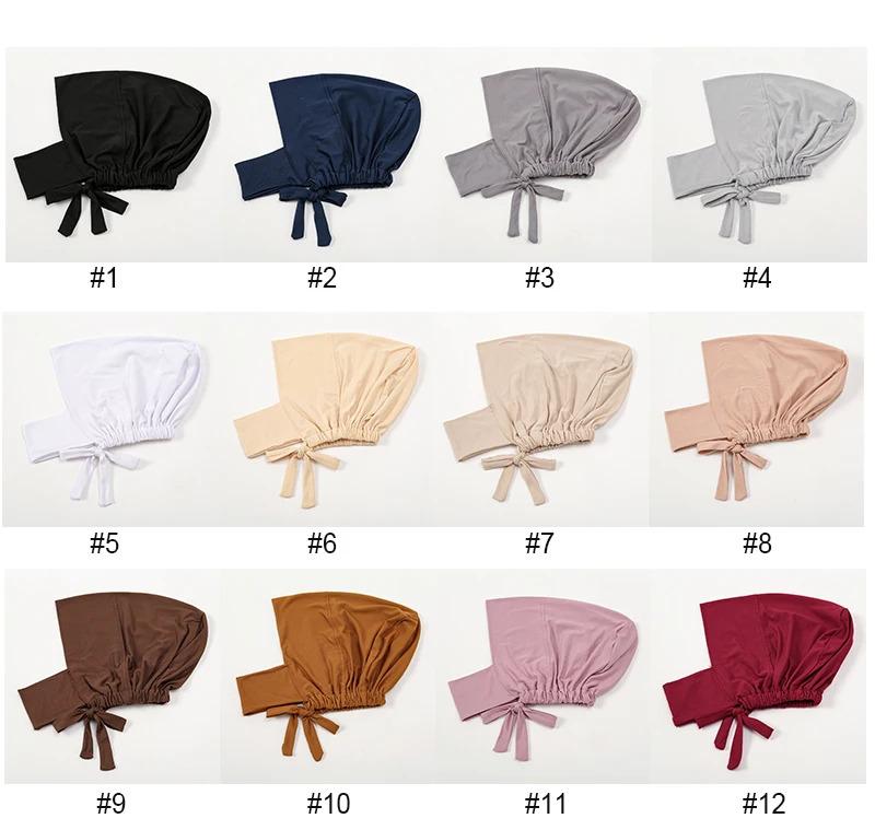 Product Introduction of Muslim Inner Cap Hijab For Women Solid Underscarf Hijab Undercap Scarf Turban Hat Islamic Muslim Hijabs Ready To Wear Headcover 0