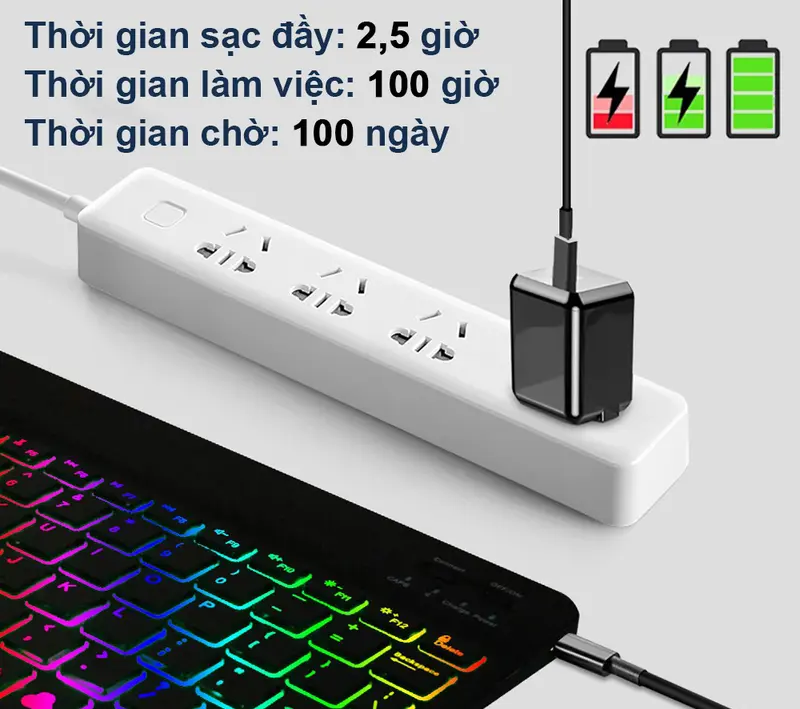 【GOOJODOQ*Linhan】 10 Inch Bluetooth Bàn phím chuột / Bàn phím máy tính xách tay có đèn LED không hỗ trợ chơi game trên điện thoại 8