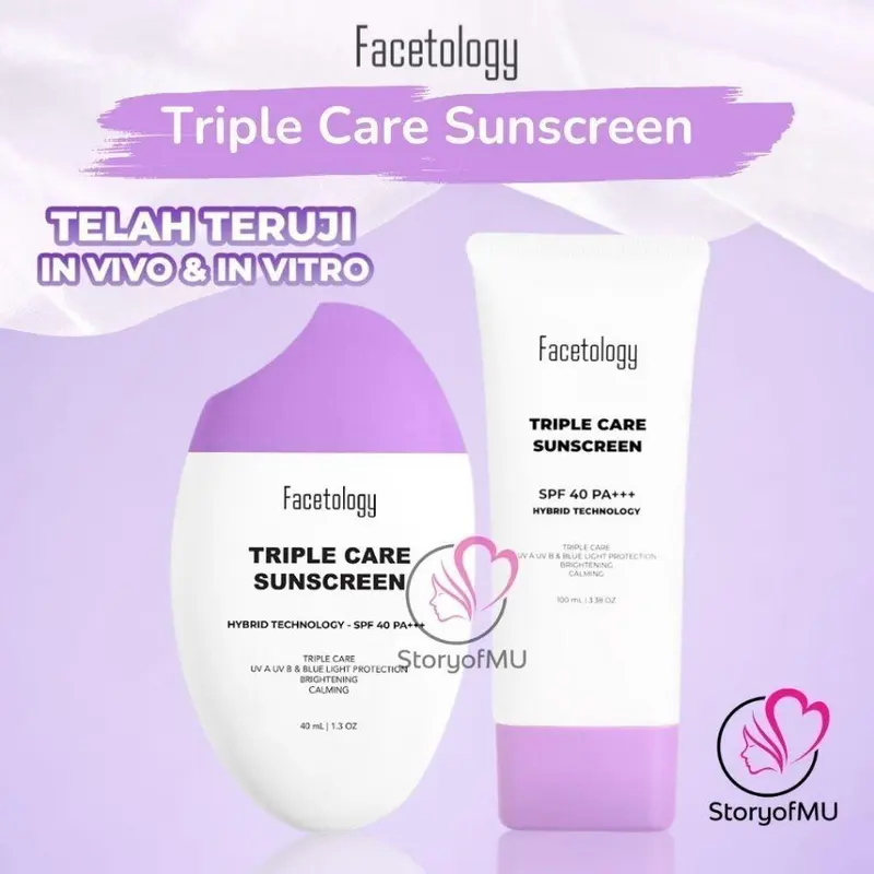 [BPOM] Facetology [NON COMEDOGENIC SUNSCREEN TESTED] Triple Care Sunscreen SPF 40 PA+++ 40ML / 100ML 0