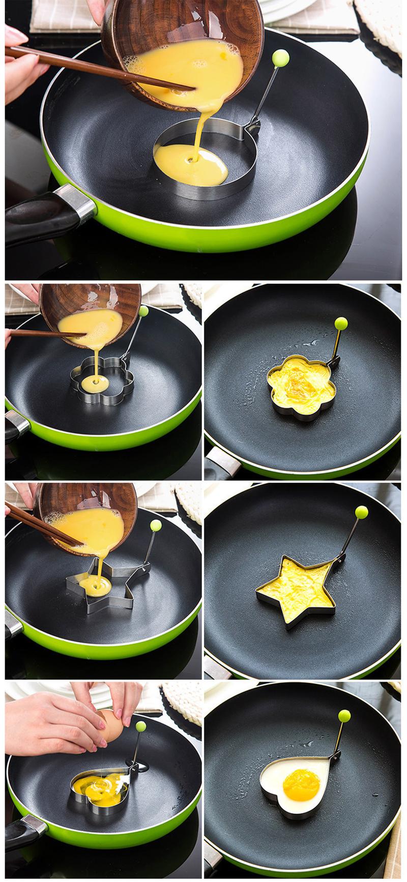 Product Introduction of 5Pcs Stainless Steel 5Style Fried Egg Pancake Shaper Omelette Mold Mould Frying Egg Cooking Tools Kitchen Accessories Gadget 12