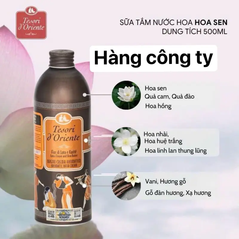 (Tặng vòi) Sữa tắm nước hoa Tesori Hương Sen Lưu Hương Lâu 500ml 6