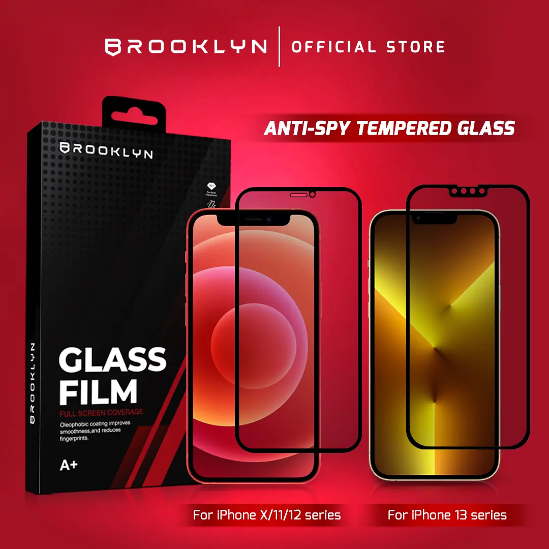 Brooklyn Privacy Tempered Glass iPhone 15/14/13/12/11/X XR XS MAX Mini Pro Max Plus Full Cover Anti Spy Protection