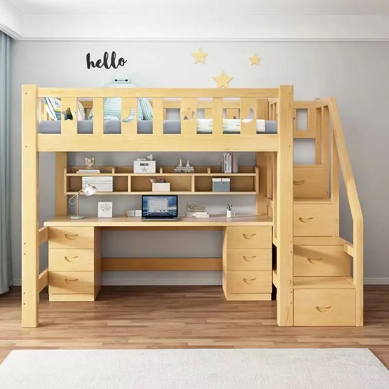 【SG Sellers】Wooden Bunk Beds Loft Beds High Low Bed High Bed with Desk Wardrobe Bed Frames with Storage Cabinets Bunk Beds with Drawers Mattress Sets