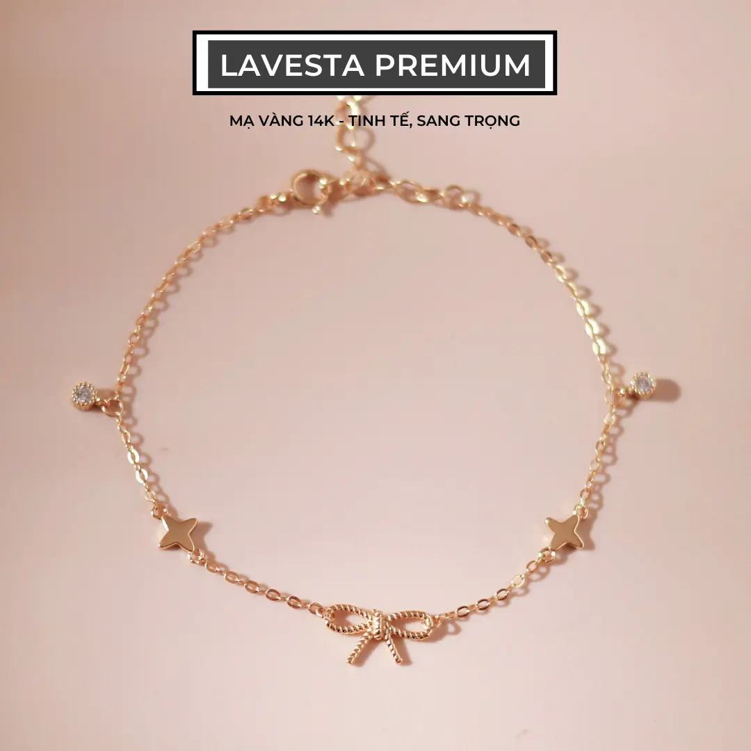 Lắc tay nữ mạ vàng 14K cao cấp LAVESTA LAV078 Marysol thiết kế nơ xinh nữ tính, thanh lịch