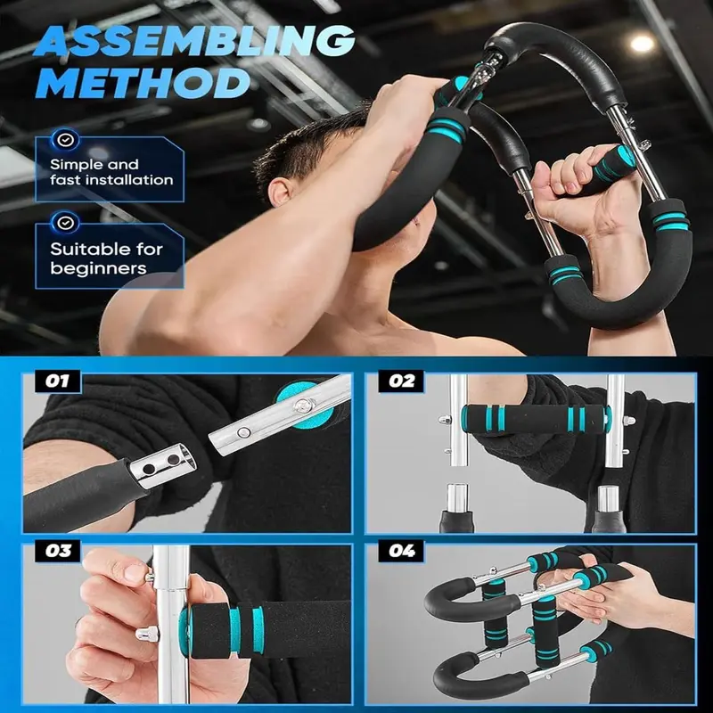 Adjustable Arm Trainer, Portable Power Twisted Bar, Detachable Design Fitness Equipment for Home Gym, Gym Accessories for Men and Women,  Gym Set 7