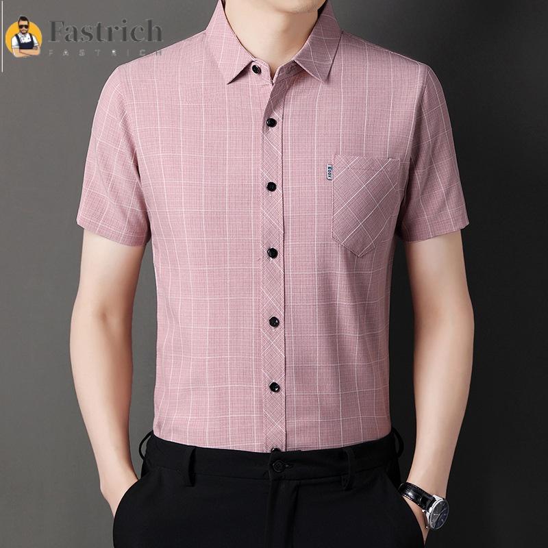 Áo Sơ Mi Nam Ngắn Tay Vải Lanh, Fastrich, Phong Cách Doanh Nhân, Không Sắt, Tay Lửng Áo, Hàng Mới Về Năm 2023, Thích Hợp Cho Mùa Hè, Trang Phục Nam