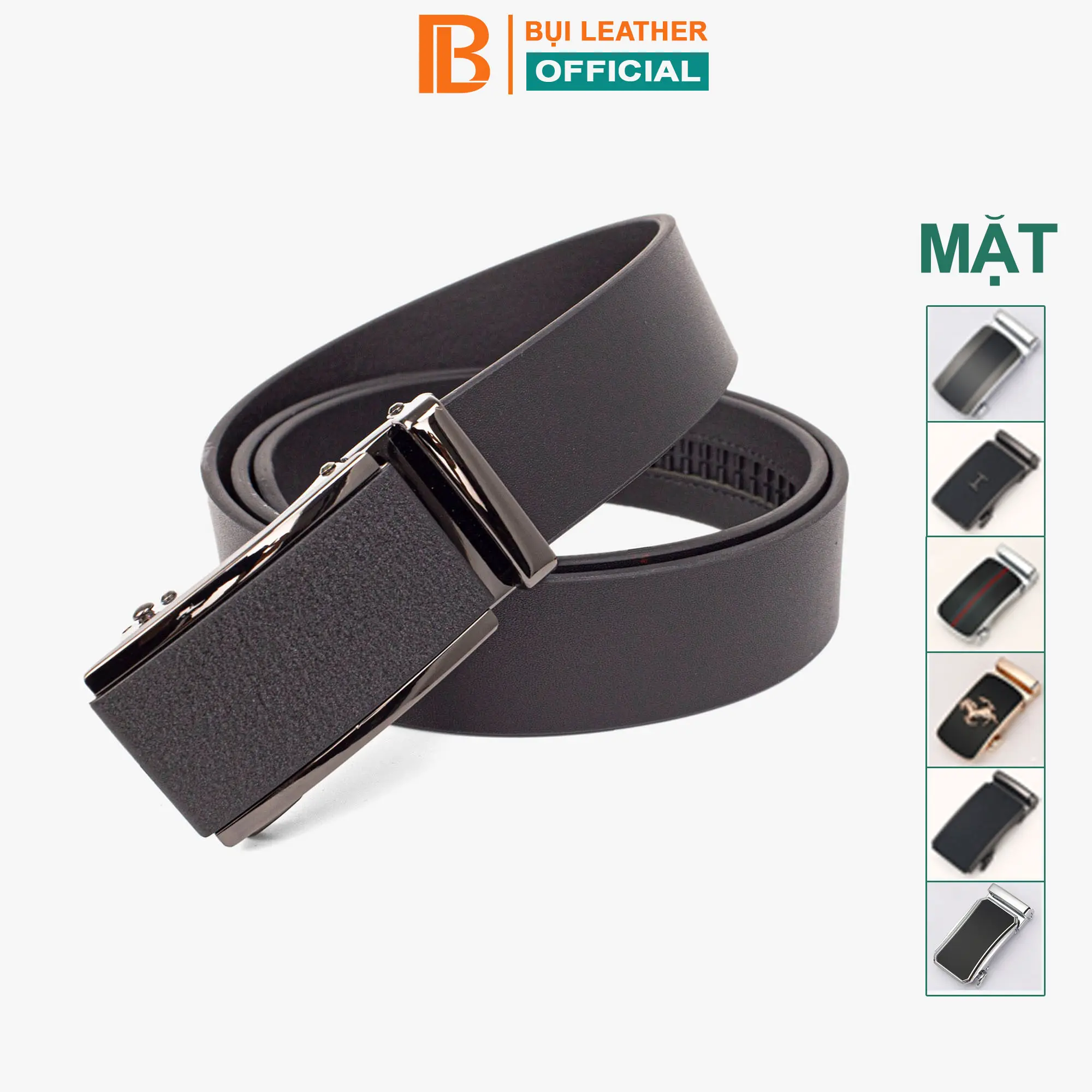 Thắt Lưng Nam Da Nguyên Tấm L110 Màu Đen Khoá Tự Động Nhiều Mặt Khóa Lựa Chọn-Bụi Leather-bảo hành da trọn đời