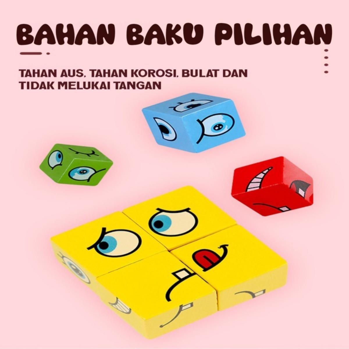 "Mainan Pemecah Kecermatan Rubik's Cube - Blok Konstruksi Pendidikan Ekspresi Wajah Ideal untuk Anak-anak dan Keluarga"