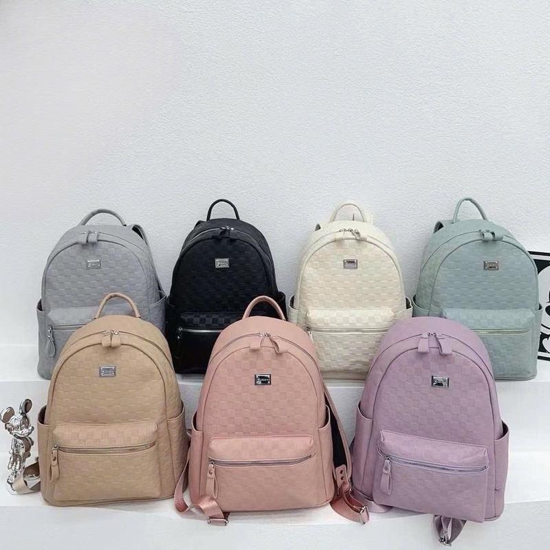 Balo caro tag bạc size 40 hàng VN chất da PU để được A4, Atlat, laptop hoc nữ form cứng