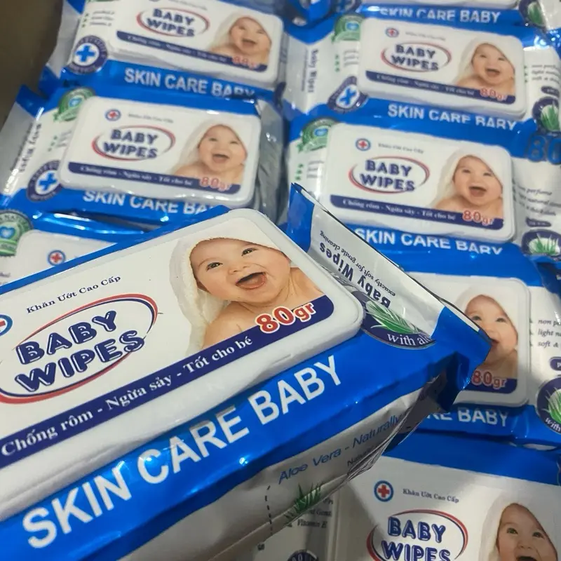 Sỉ combo 10 gói khăn ướt không mùi baby wipes 80g, an toàn cho bé.(date:2027) Voi 3
