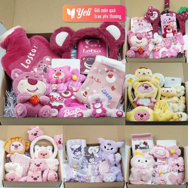 Combo quà tặng gấu dâu phụ kiện, set quà tặng đáng yêu dễ thương Loopy, Hello Kitty, Kuromi nhân dịp sinh nhật, ngày lễ Yeli 1