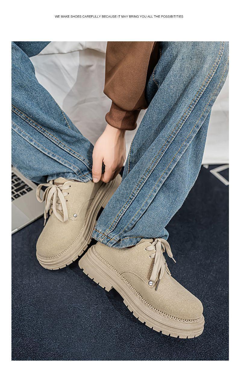 Product Introduction of Men's Shoes 2025 New Spring British Style Retro Low-top Work Boots Yellow Boots Men's Outdoor Sports Martin Boots Slipper 36