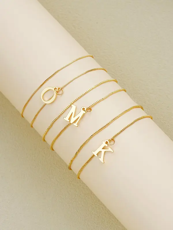 Letter  Design Anklet for Women & Girls, Fashion Jewelry for Party, Daily Clothing Decor, Trendy All-match & Exquisite Jewelry for Birthday Gift 3