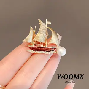 [Woomx] Bros Kapal Layar Mutiara Lipatan Garis Elegan Unik untuk Dating Acara Ringan A522